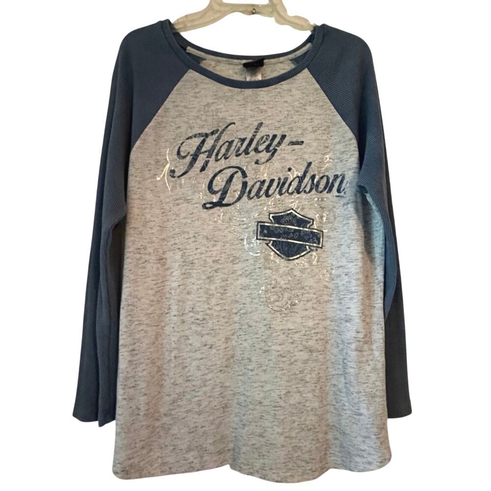 Harley Davidson Black Hills Graphic Top Womens Size XL Motorcycle Casual Layer